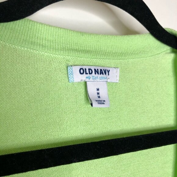 Old Navy Bright Lime Green Long Pocket Button Down Cardigan Cozy Sweater SIZE M - Picture 2 of 13